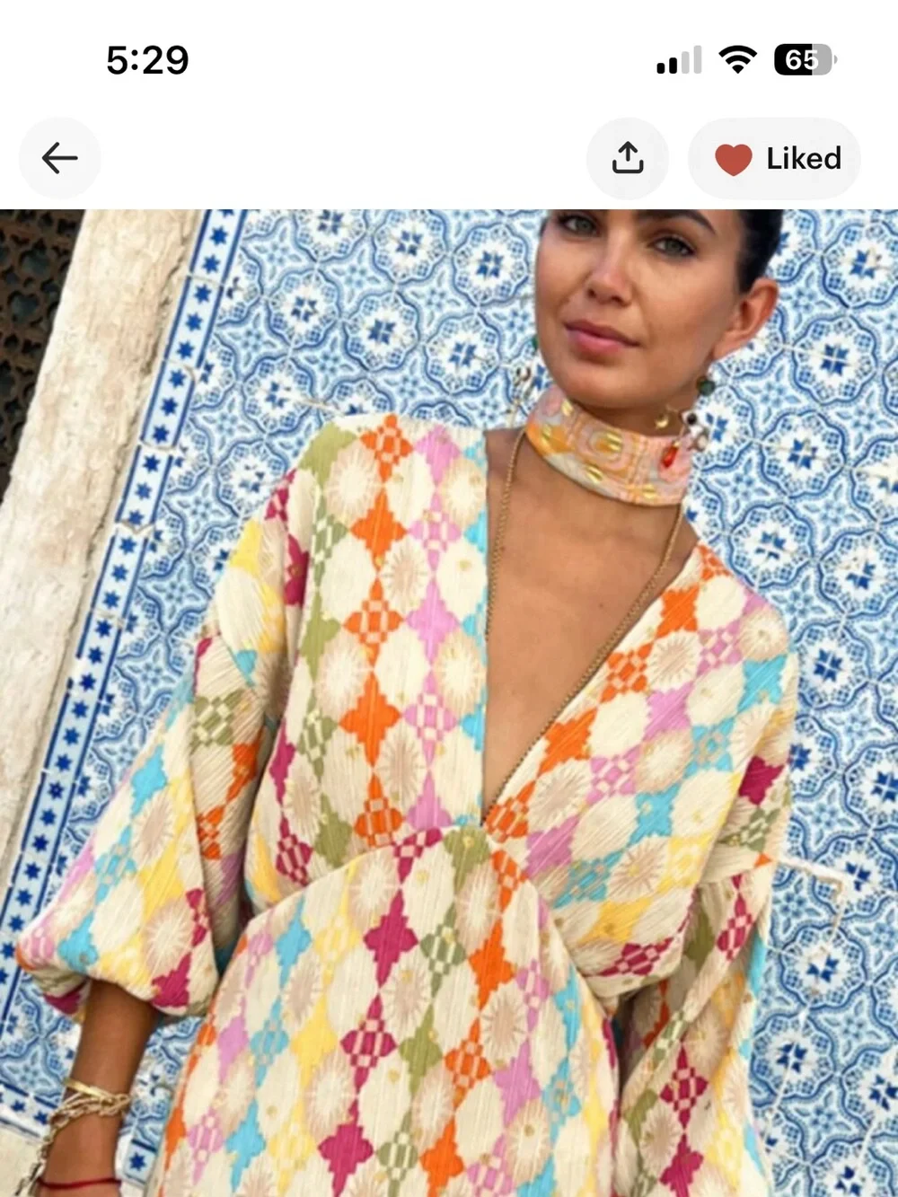 COMMENSE BOHO MAXI DRESS COLORFUL DIAMOND PRINT PARTY DRESS GLAM BOHO CHIC NWT M - Picture 1 of 3